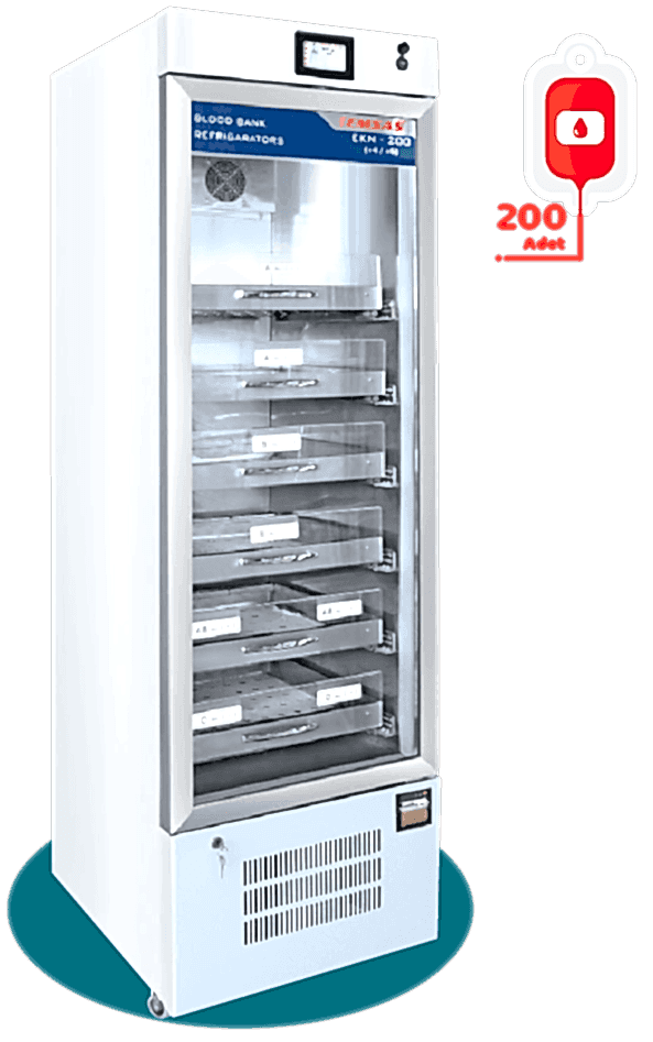 Kan saklama dolabı, kan torbalarının güvenli ve ideal koşullarda saklanmasını sağlamak için özel olarak tasarlanmıştır. 4°C ile 6°C arasında sabit sıcaklık koruma sistemiyle donatılmıştır. Kan bankaları, hastaneler ve laboratuvarlar için ideal olan bu cihaz, kanın stabil sıcaklıkta muhafaza edilmesini sağlayarak güvenli kan nakli süreçlerine katkıda bulunur. Homojen sıcaklık dağılımı ve güvenli saklama özellikleriyle donatılmıştır.(KAN SAKLAMA DOLABI)