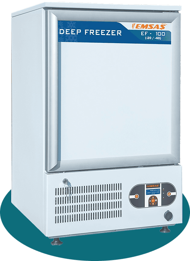EF 100 Laboratuvar dondurucu ve plazma dondurucu, -20°C ile -40°C arasındaki sıcaklık aralığında biyolojik örneklerin güvenli bir şekilde saklanmasını sağlar. Bu cihaz, plazma ve diğer biyolojik örneklerin uzun süreli depolama için mükemmel bir çözümdür. Laboratuvar ve plazma saklama cihazı olarak, yüksek performansı ile güvenilir ve verimli bir kullanım sunar.(lab freezer, plazma dondurucu) ef serisi