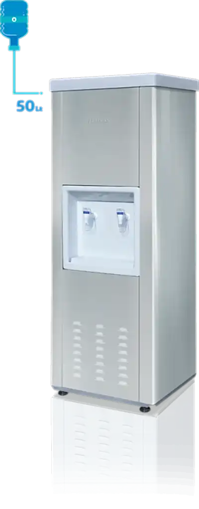 50 litre 304 CR-Ni kaynaklı iç kazanı ve uzun ömürlü galvaniz üzeri elektrostatik boyalı veya CR-Ni dış yüzeye sahip su sebili. Enjeksiyon baskılı poliüretan yalıtım sayesinde ısı kaybı minimum seviyededir. P.S poliüretan yalıtımlı kapak kullanılarak dayanıklılığı artırılmıştır. Şebekeye bağlanabilen veya dökme su ile kullanılabilen şamandıralı sisteme sahiptir. Manuel termostat ile su sıcaklığı kolayca kontrol edilebilir. Ayarlanabilir rotil ayak sistemi sayesinde montaj kolaydır. Uzun ömürlü çevirmeli musluk sistemi bulunur. Türkiye genelinde yaygın servis ağına sahip olup, 2 yıl garantilidir. ISO 9001 ve CE belgelerine sahiptir. Arıtma montajı kolaylıkla yapılabilir.(50LT SU SEBİLİ, sanayi tipi su sebili)