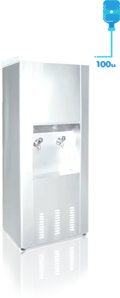 100 litre CR-Ni kaynaklı iç kazana ve dayanıklı dış yüzeye sahip sanayi tipi su sebili. Standart olarak CR-Ni yalaklı, poliüretan izolasyonlu P.S. kapaklı ve enjeksiyon baskılı poliüretan yalıtımla üretilmiştir, böylece ısı kaybı minimum seviyededir. Şebekeye bağlanabilen veya dökme su ile kullanılabilen şamandıralı sistemle donatılmıştır. Manuel termostat ile su sıcaklığı kolayca kontrol edilebilir. Ayarlanabilir rotil ayak sistemi sayesinde montaj kolaydır. Uzun ömürlü çevirmeli musluk sistemi bulunur. Türkiye genelinde yaygın servis ağına sahip olup, 2 yıl garantilidir. ISO 9001 ve CE belgelerine sahiptir.(100 lt su sebili, 100lt sebil, sanayi tipi su sebili, Krom iç hazneli sebil)