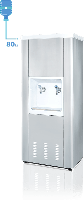 80 litre polistiren değiştirilebilir monoblok iç kazanı ile uzun ömürlü galvaniz üzeri elektrostatik boyalı dış yüzeye veya CR-Ni dış yüzeye sahip su sebili. Enjeksiyon baskılı poliüretan yalıtım sayesinde ısı kaybı minimum seviyededir. P.S. poliüretan yalıtımlı kapak ile dayanıklılık artırılmıştır. Şebekeye bağlanabilen veya dökme su ile kullanılabilen şamandıralı sistem mevcuttur. Manuel termostat sayesinde su sıcaklığı kolayca ayarlanabilir. Ayarlanabilir rotil ayak sistemi ile montaj kolaydır. Uzun ömürlü çevirmeli musluk sistemi bulunur. Türkiye genelinde yaygın servis ağı ve 2 yıl garanti sunulmaktadır. ISO 9001 ve CE belgeleri ile hizmet yeterliliği sağlanmaktadır.(Krom iç hazneli sebil, 80LT SU SEBİLİ)